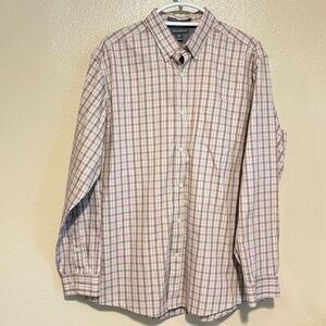 Eddie Bauer Large Multicolored Plaid Button Down Shirt Relaxed Fit Wrinkle Free